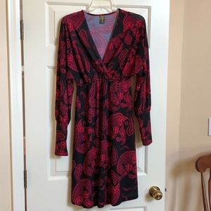NWOT Black and red paisley dress